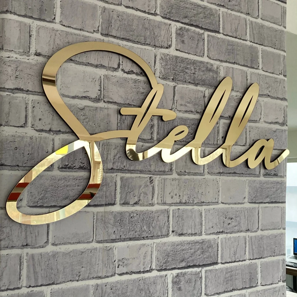 Acrylic Mirror Gold Signboard